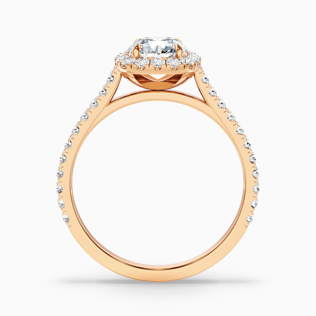 shea 6 carat round halo pave moissanite diamond ring in 14k rose gold -  Side View