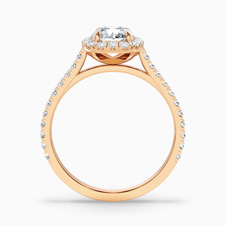 shea 6 carat round halo pave moissanite diamond ring in 14k rose gold -  Side View