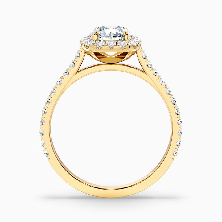 shea 8 carat round halo pave moissanite diamond ring in 10k yellow gold -  Side View
