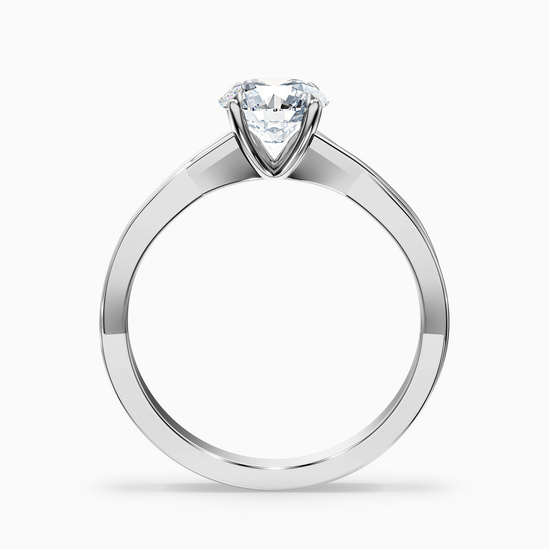 rita 6 carat round solitaire moissanite diamond ring in 18k white gold -  Side View