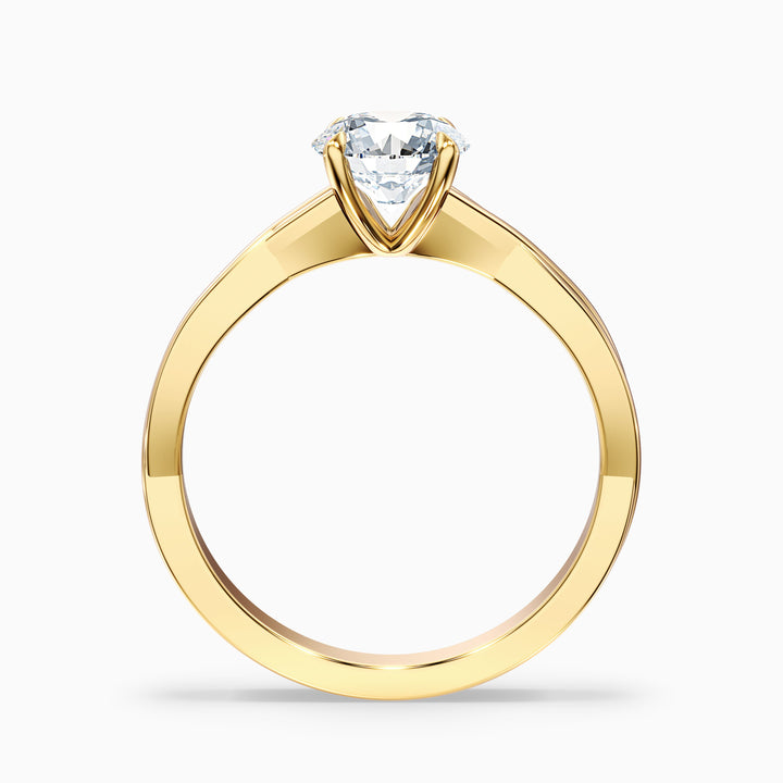rita 8 carat round solitaire moissanite diamond ring in 18k yellow gold -  Side View