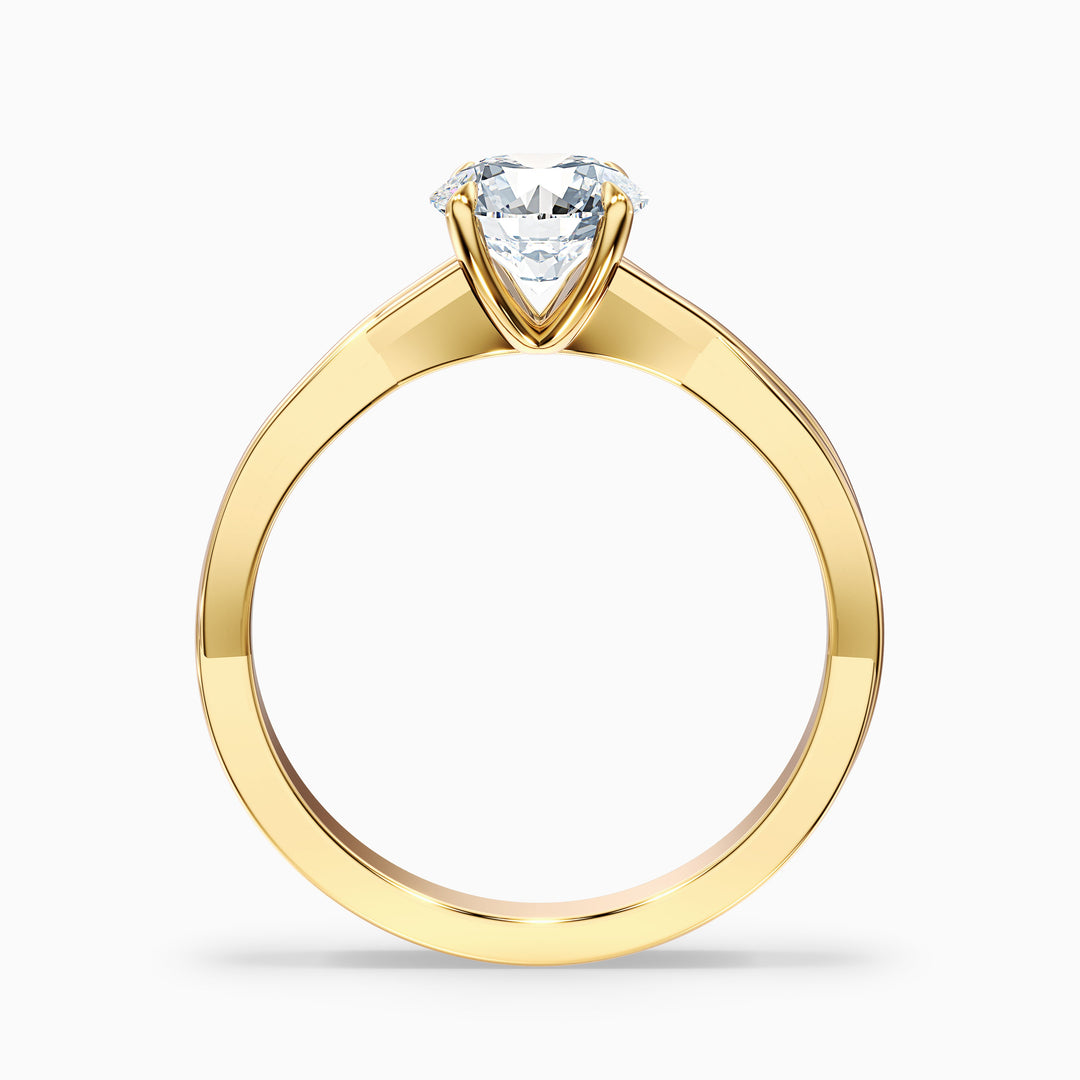 rita 9 carat round solitaire moissanite diamond ring in 18k yellow gold -  Side View