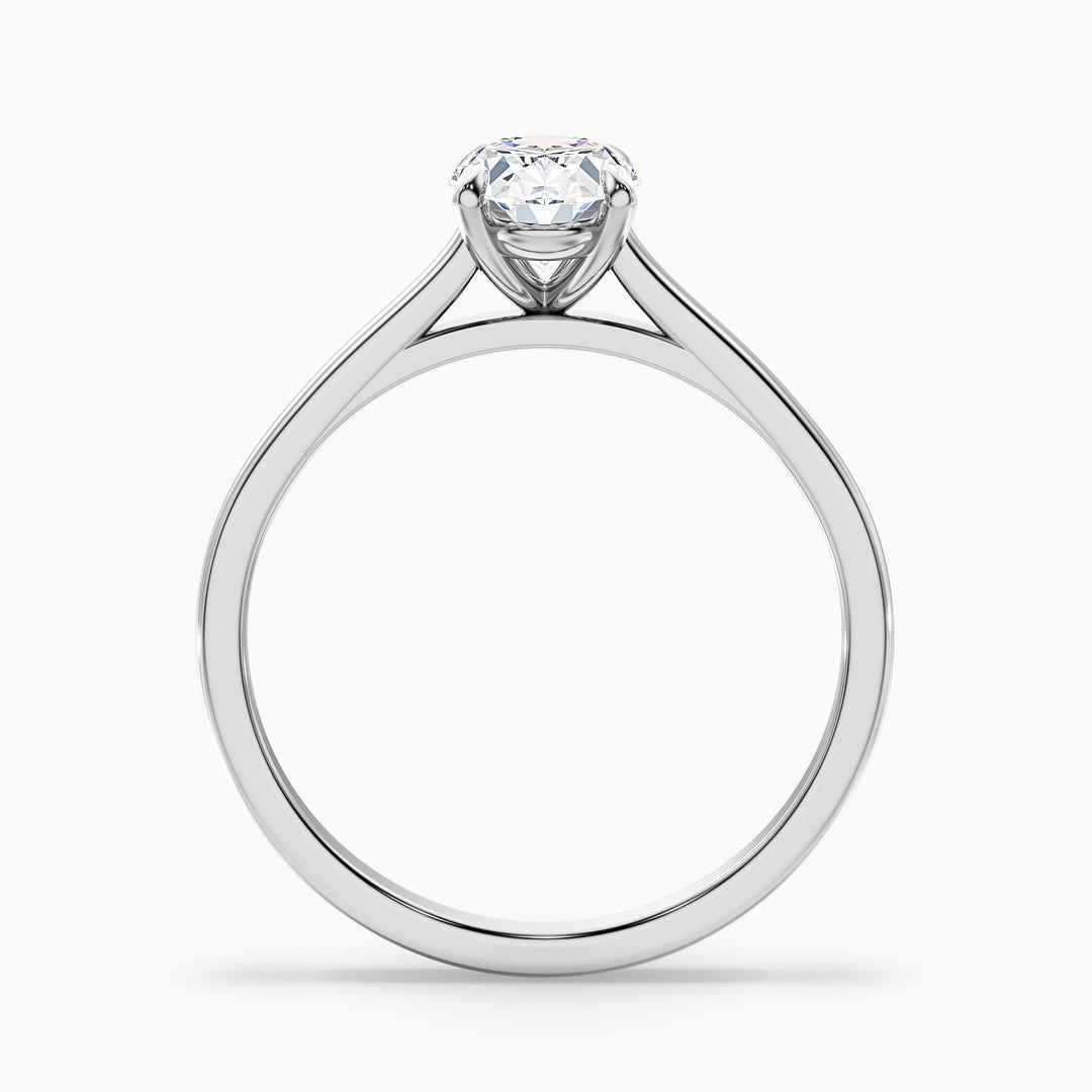 pari 10 carat oval solitaire moissanite engagement ring in platinum -  Side View