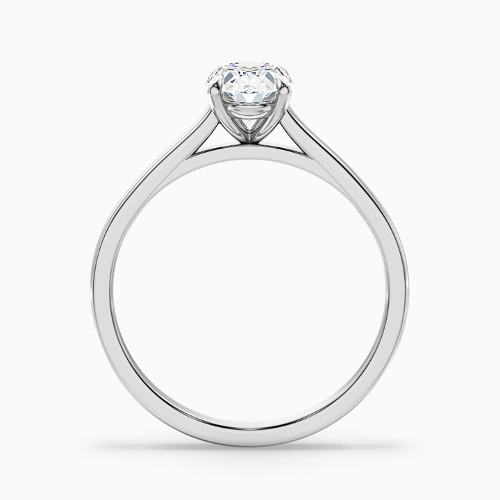 pari 8 carat oval solitaire moissanite engagement ring in 14k white gold -  Side View