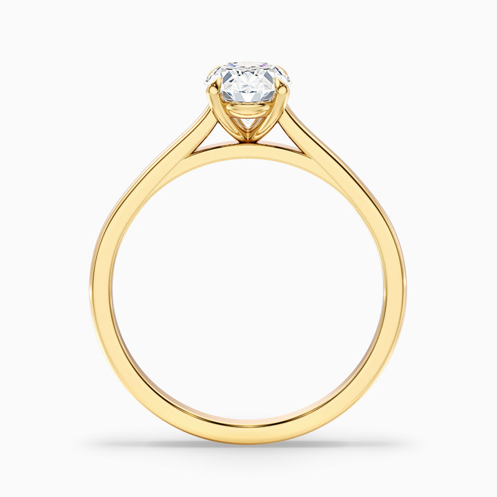 pari 6 carat oval solitaire moissanite engagement ring in 14k yellow gold -  Side View