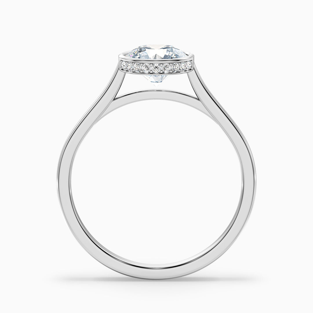 myra 9 carat round bezel set moissanite engagement ring in 18k white gold -  Side View