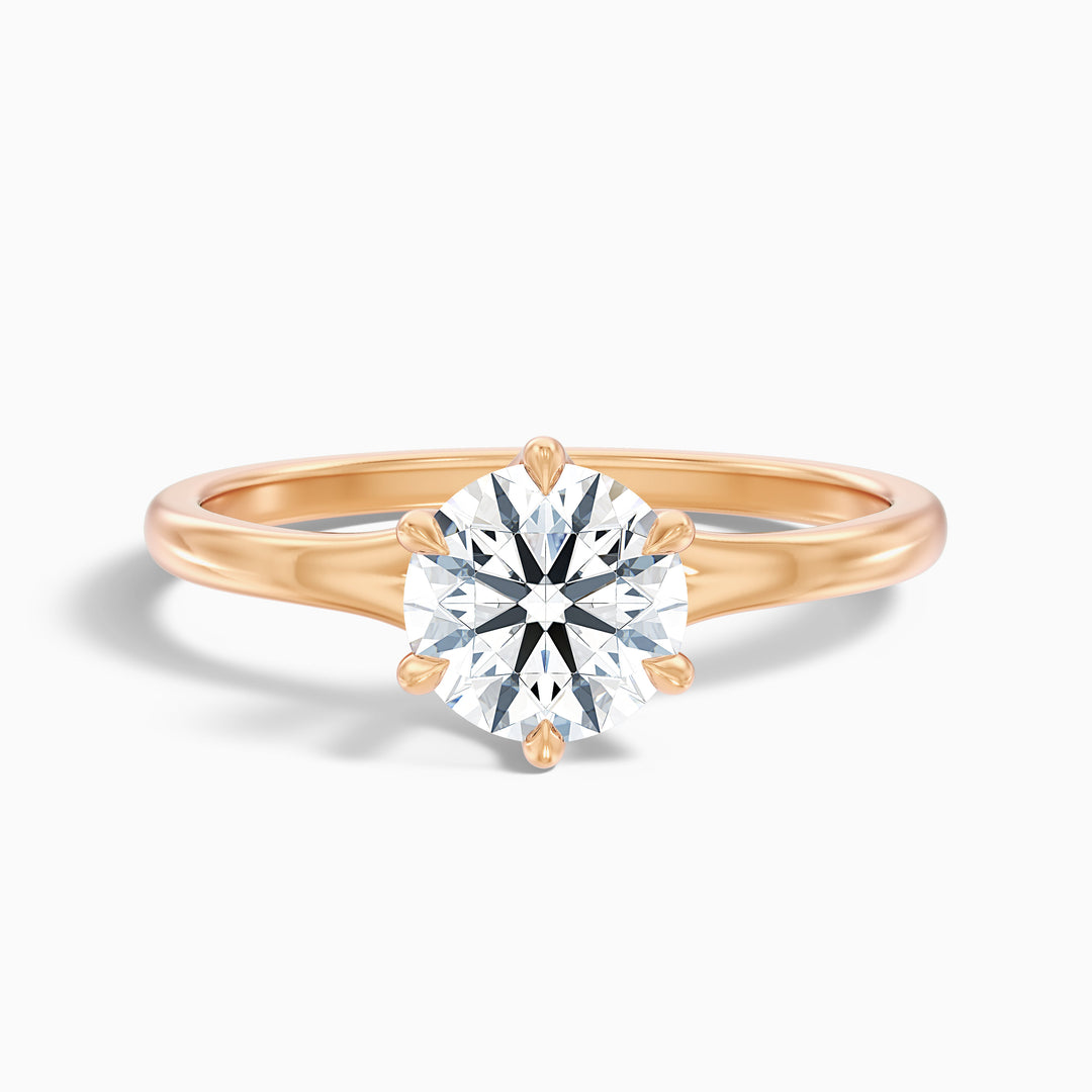 joya 6 carat round solitaire moissanite diamond ring in 18k rose gold -  Front View