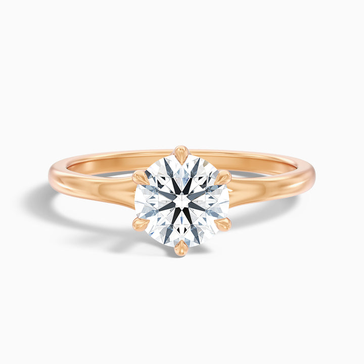 joya 8 carat round solitaire moissanite diamond ring in 14k rose gold -  Front View