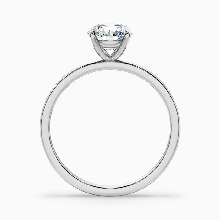 Grace 4 Carat Round Cut Solitaire Lab Grown Engagement Ring in 18k White Gold - Side View