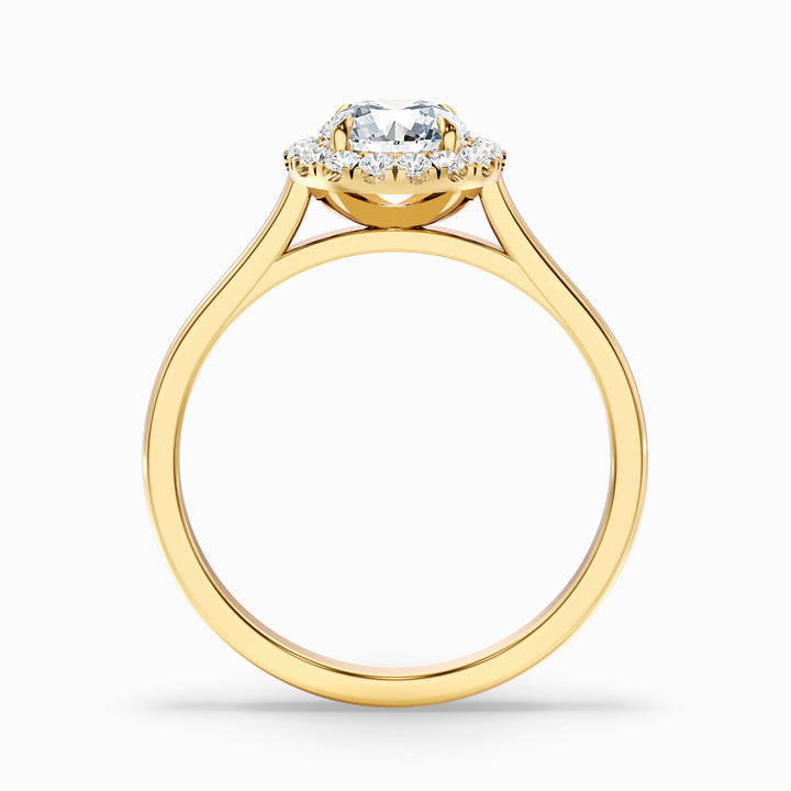 Helyn 4 Carat Round Halo Lab Grown Engagement Ring in 14k White Gold - Side View