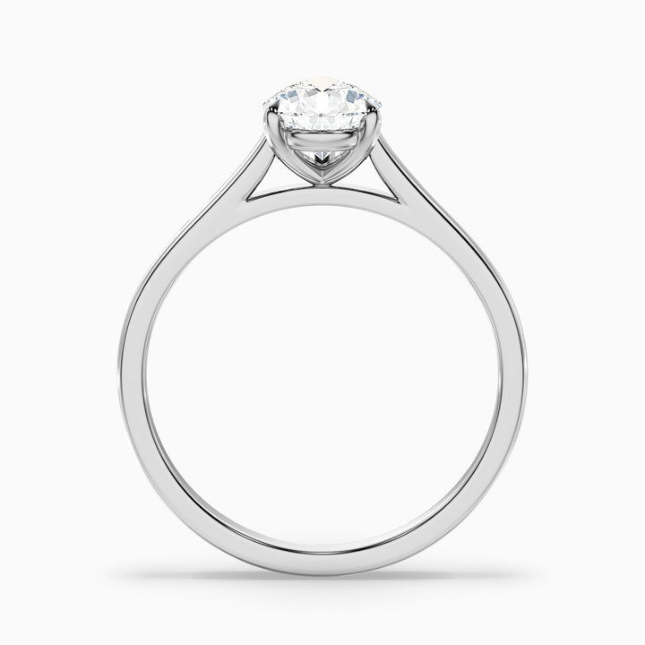 dion 9 carat pear shaped solitaire moissanite engagement ring in 10k white gold -  Side View