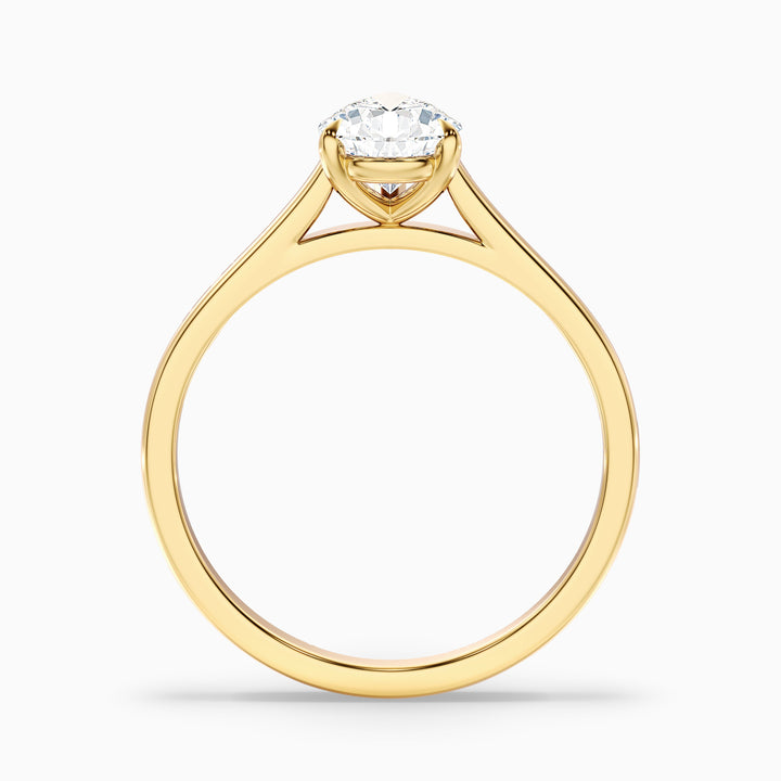 dion 6 carat pear shaped solitaire moissanite engagement ring in 18k yellow gold -  Side View
