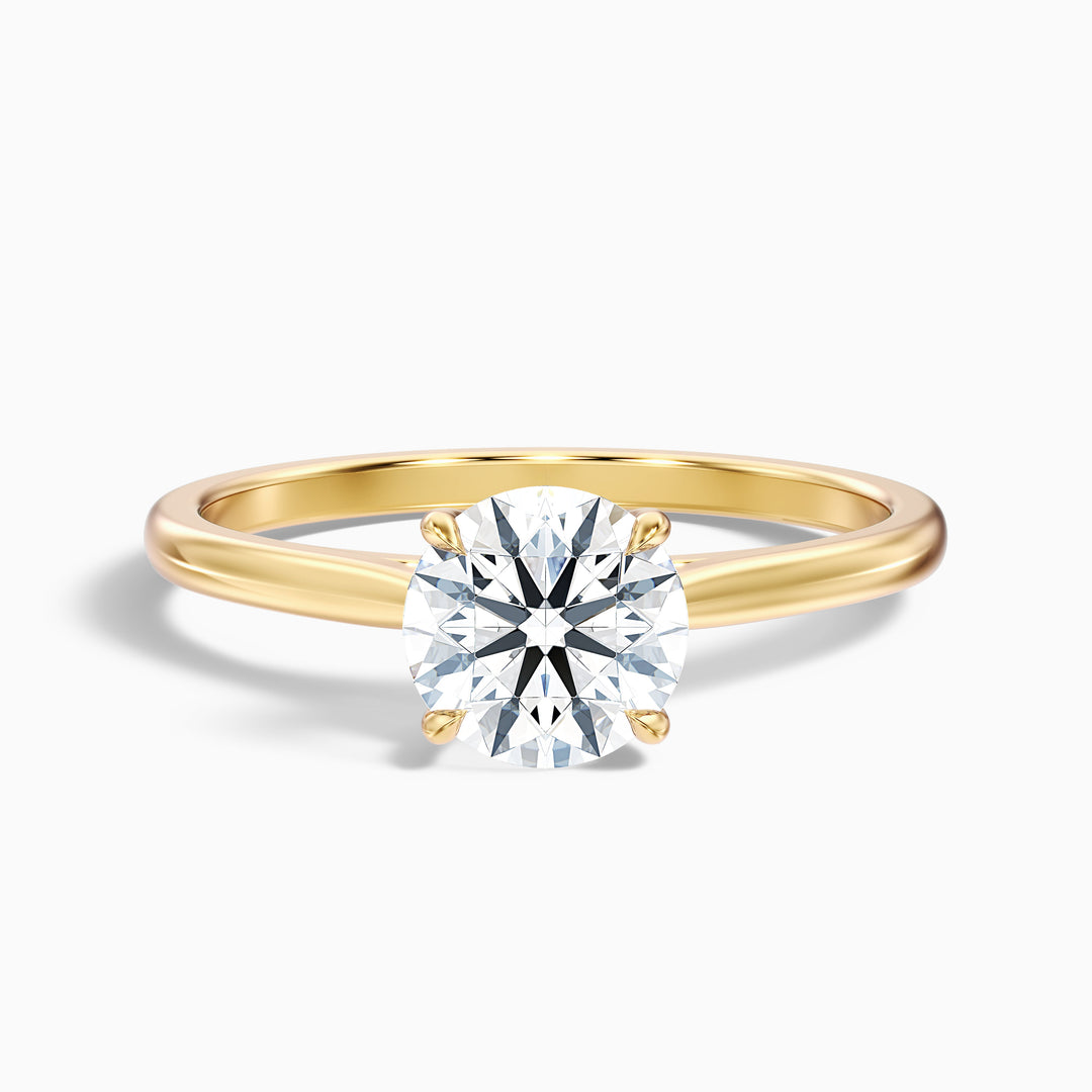 Iris 4 Carat Round Solitaire Lab Grown Diamond Ring in 14k White Gold - Front View