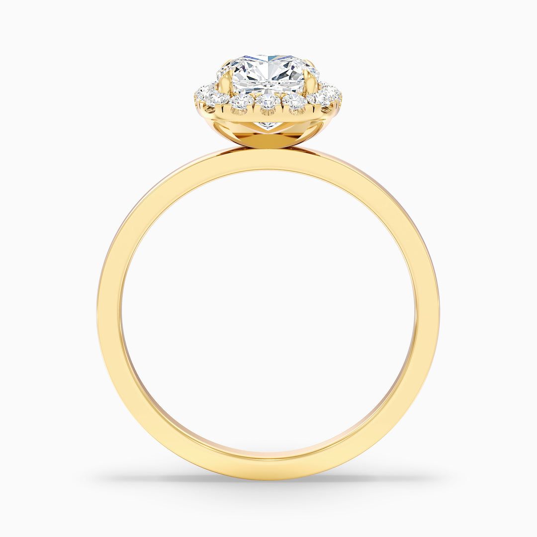 Nora 2 Carat Cushion Cut Halo Lab Grown Diamond Ring in 14k Yellow Gold - Side View