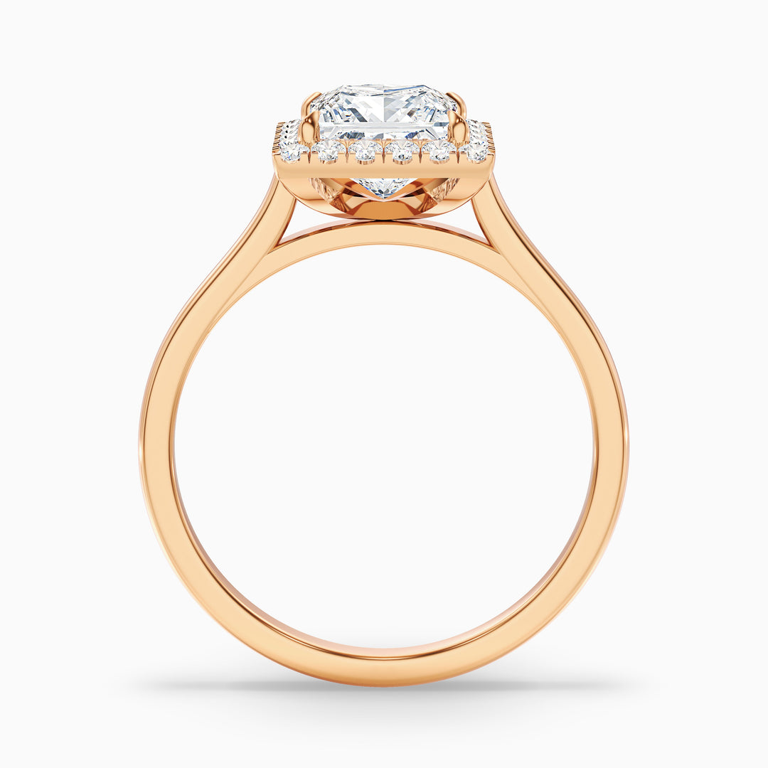 Bela 5 Carat Princess Cut Halo Moissanite Engagement Ring - Side View