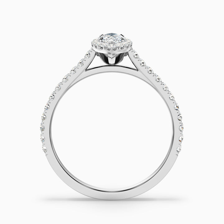 Cara 6 Carat Marquise Halo Pave Moissanite Engagement Ring in 18k White Gold
