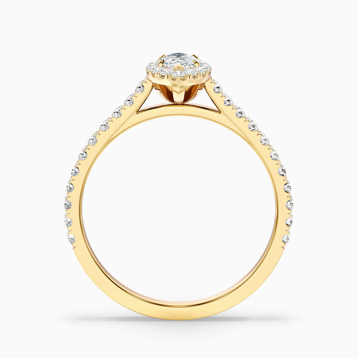 Cara 7 Carat Marquise Halo Pave Moissanite Engagement Ring in 18k Yellow Gold