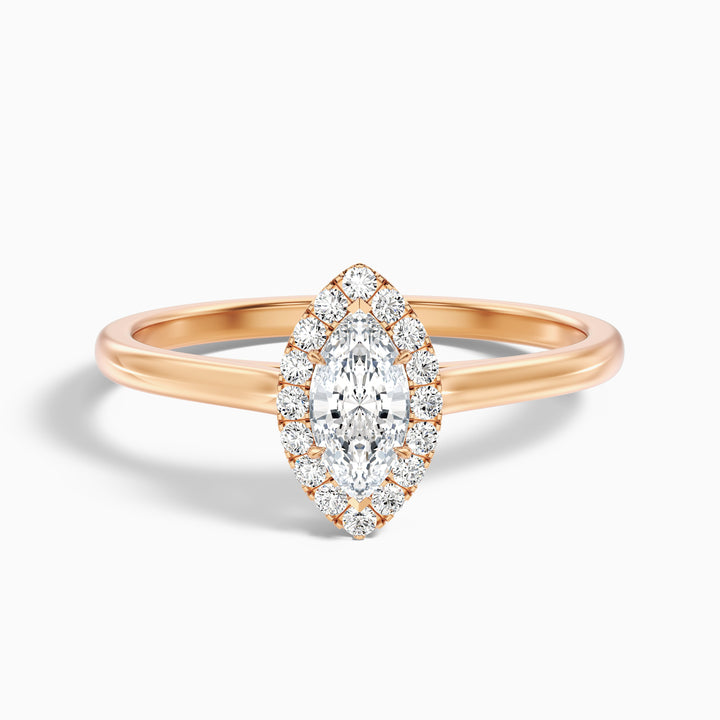 Bria 8 Carat Marquise Halo Moissanite Engagement Ring in 18k Rose Gold