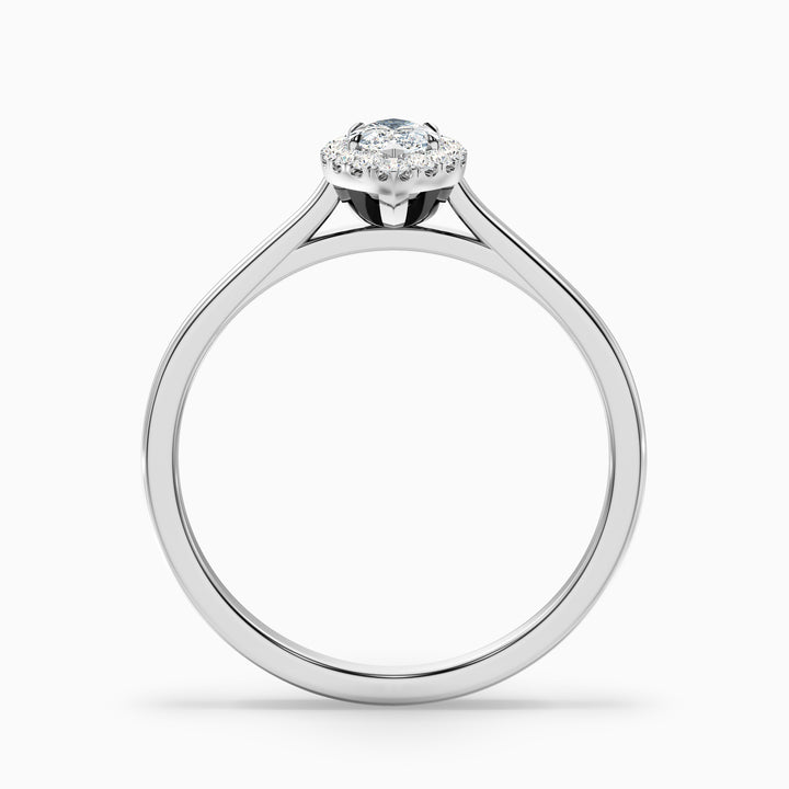Bria 9 Carat Marquise Halo Moissanite Engagement Ring in 18k White Gold
