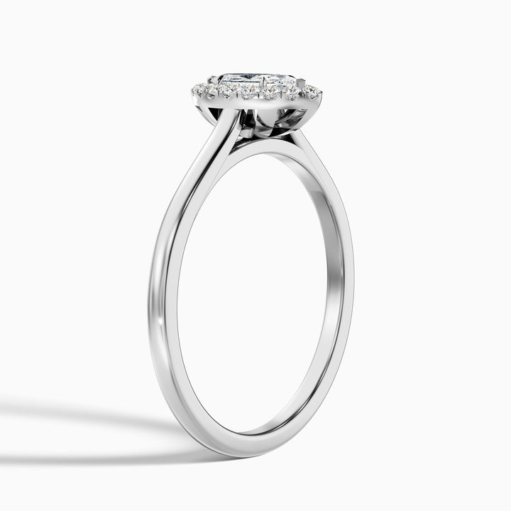Bria 9 Carat Marquise Halo Moissanite Engagement Ring in 18k White Gold