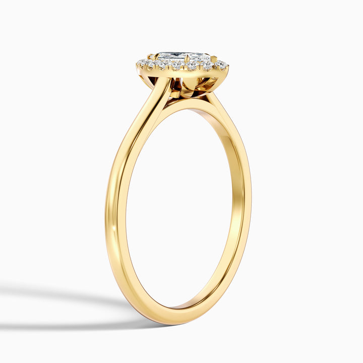 Bria 9 Carat Marquise Halo Moissanite Engagement Ring in 18k Yellow Gold