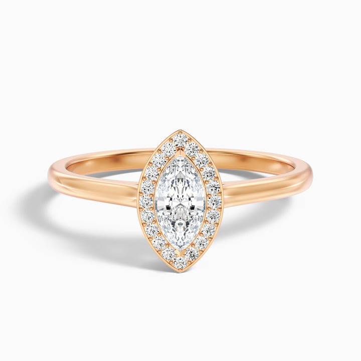 Carla 1.5 Carat Marquise Halo Lab Grown Diamond Ring in 14k Yellow Gold - Front View