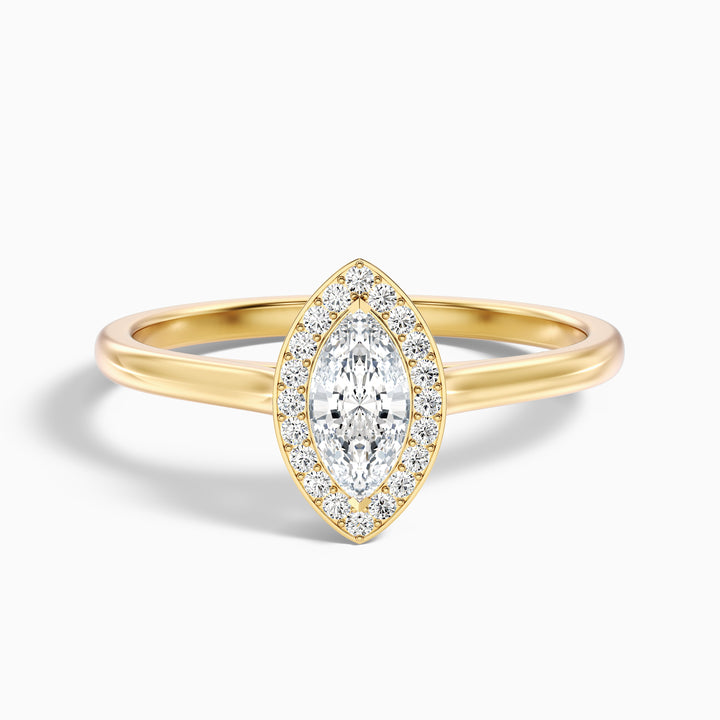 Carla 3.5 Carat Marquise Halo Lab Grown Diamond Ring in 14k Rose Gold - Front View