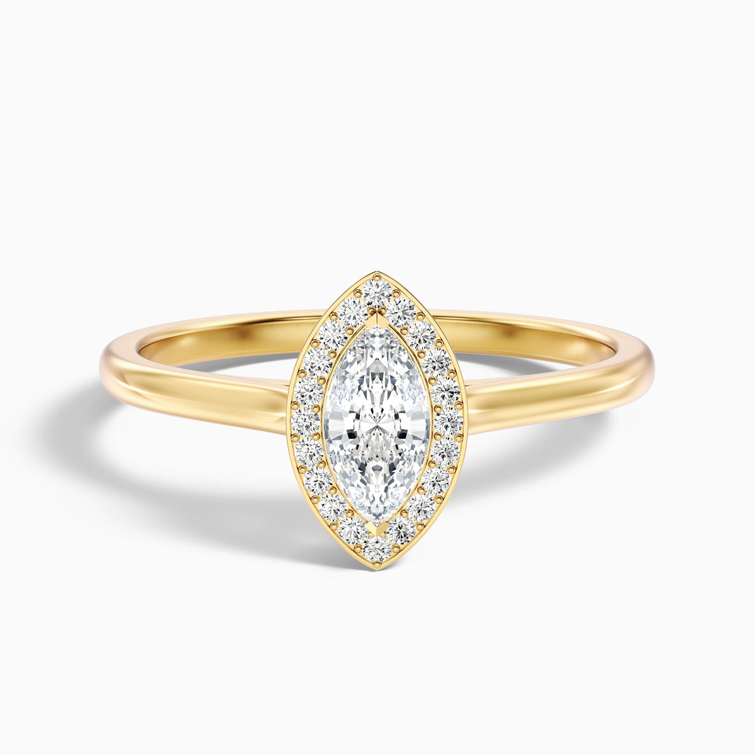 Carla 1 Carat Marquise Halo Lab Grown Diamond Ring in 18k White Gold - Front View