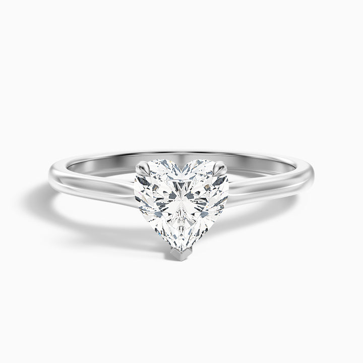 amey 8 carat heart shaped solitaire moissanite engagement ring in 14k white gold -  Front View
