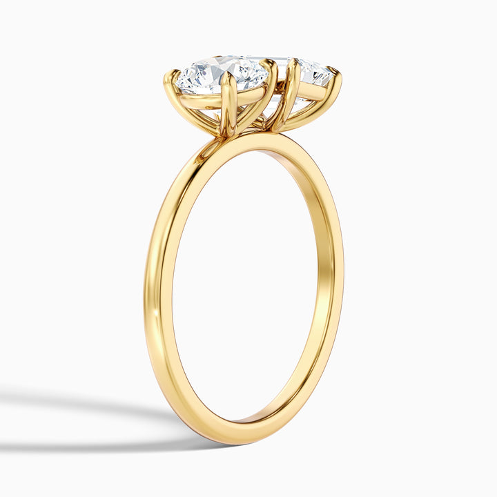 Faye Toi Et Moi Engagement Ring in 18k Yellow Gold With Round and Emerald Two Stone Moissanite Diamond (2 Ct. Tw.) - Detail View