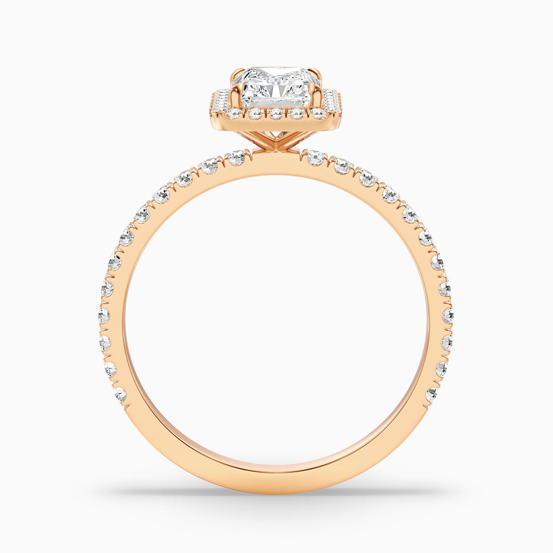 Ashly 2 Carat Radiant Cut Halo Moissanite Engagement Ring in 14k Yellow Gold