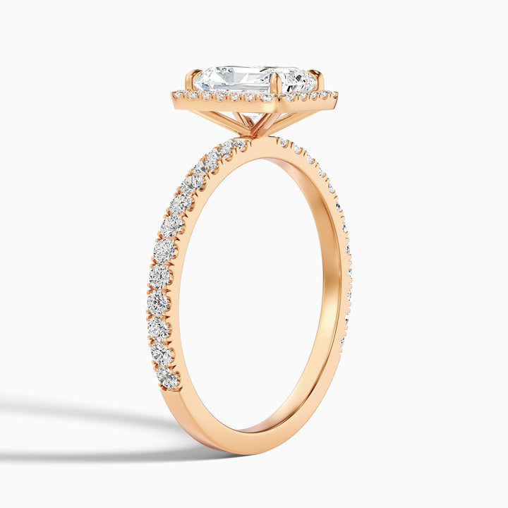 Becca 3 Carat Radiant Cut Halo Pave Set Lab Grown Diamond Ring in 10k Yellow Gold