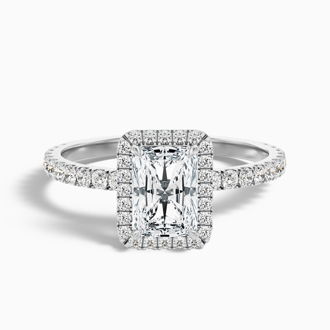 Ashly 3 Carat Radiant Cut Halo Moissanite Engagement Ring in 10k White Gold