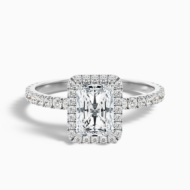 Becca 2 Carat Radiant Cut Halo Pave Set Lab Grown Diamond Ring in 10k White Gold