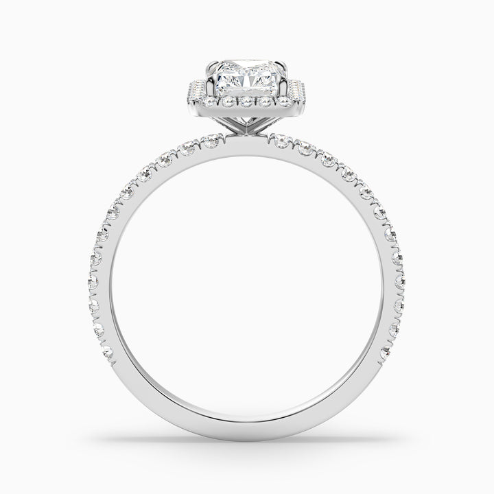 Becca 4 Carat Radiant Cut Halo Pave Set Lab Grown Diamond Ring in 10k White Gold
