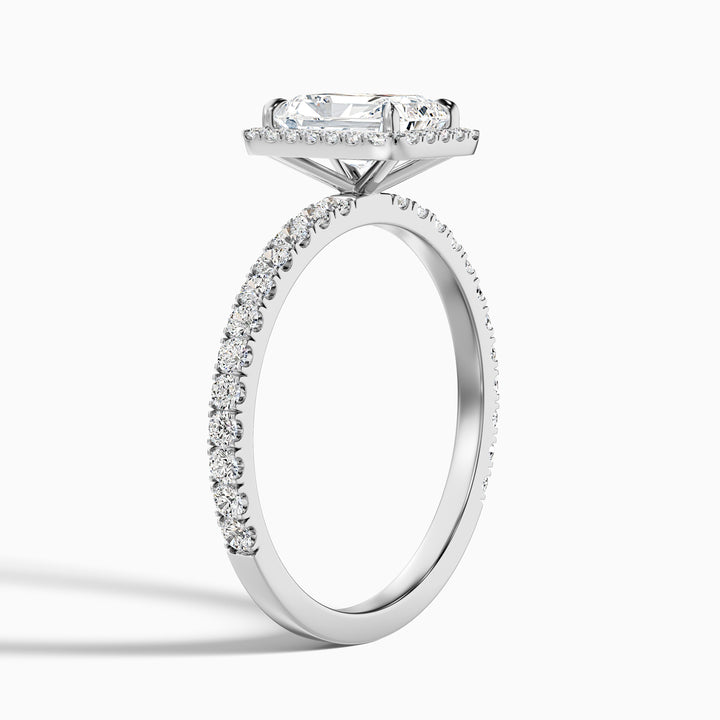Becca 4 Carat Radiant Cut Halo Pave Set Lab Grown Diamond Ring in Platinum