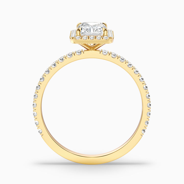 Becca 4 Carat Radiant Cut Halo Pave Set Lab Grown Diamond Ring in 14k Yellow Gold