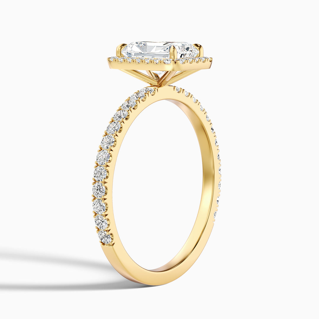 Ashly 1.5 Carat Radiant Cut Halo Moissanite Engagement Ring in 14k Yellow Gold