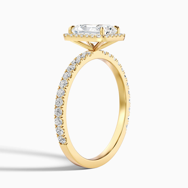 Ashly 1.5 Carat Radiant Cut Halo Moissanite Engagement Ring in 14k Yellow Gold