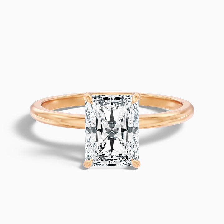 Cathy 5 Carat Radiant Cut Hidden Halo Moissanite Engagement Ring in 18k Rose Gold