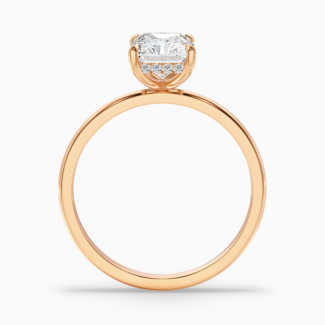 Cathy 5 Carat Radiant Cut Hidden Halo Moissanite Engagement Ring in 18k Rose Gold