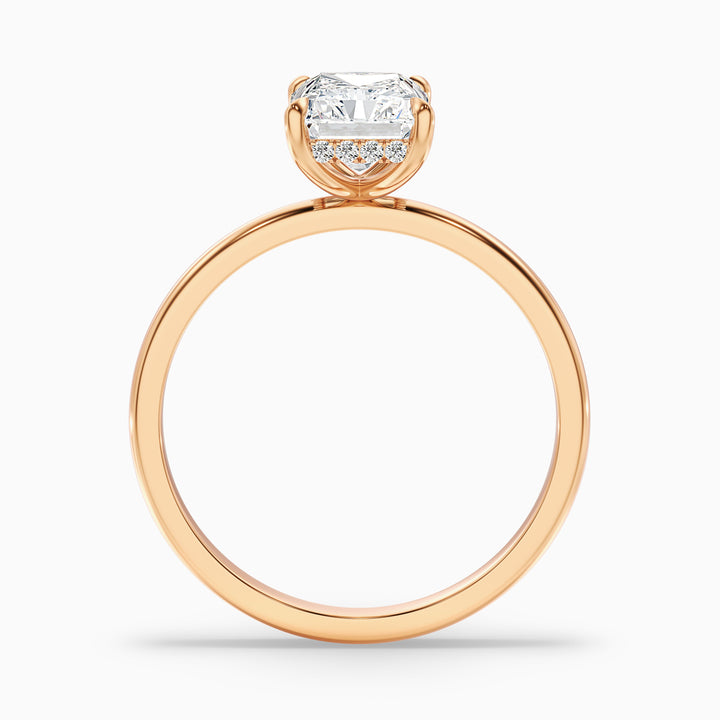 Cathy 5 Carat Radiant Cut Hidden Halo Moissanite Engagement Ring in 18k Rose Gold