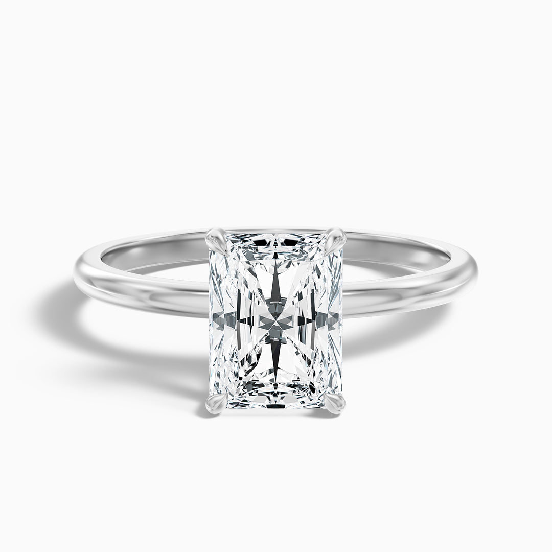 Cathy 5 Carat Radiant Cut Hidden Halo Moissanite Engagement Ring in 18k Rose Gold