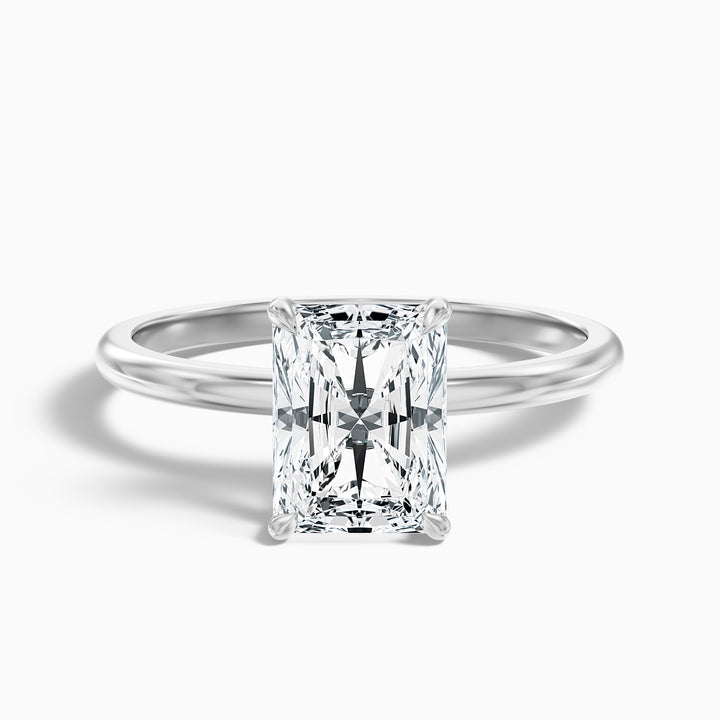 Cathy 5 Carat Radiant Cut Hidden Halo Moissanite Engagement Ring in 18k Rose Gold