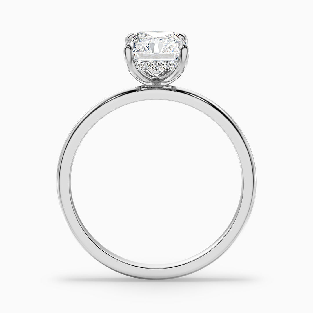 Cathy 5 Carat Radiant Cut Hidden Halo Moissanite Engagement Ring in 18k Rose Gold