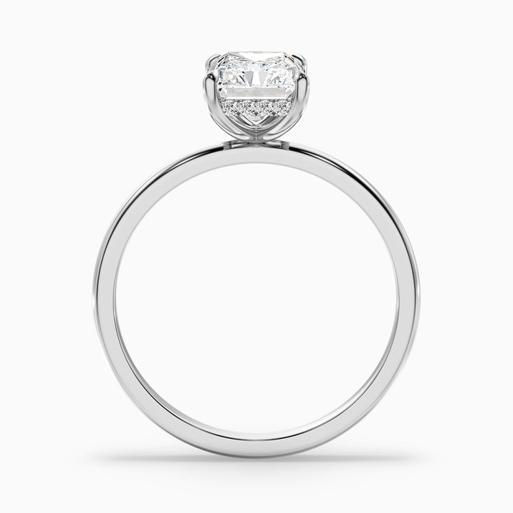 Cathy 5 Carat Radiant Cut Hidden Halo Moissanite Engagement Ring in 18k Rose Gold