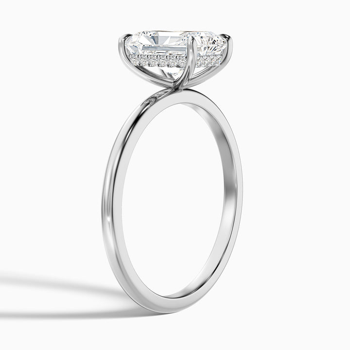 Cathy 5 Carat Radiant Cut Hidden Halo Moissanite Engagement Ring in 18k Rose Gold