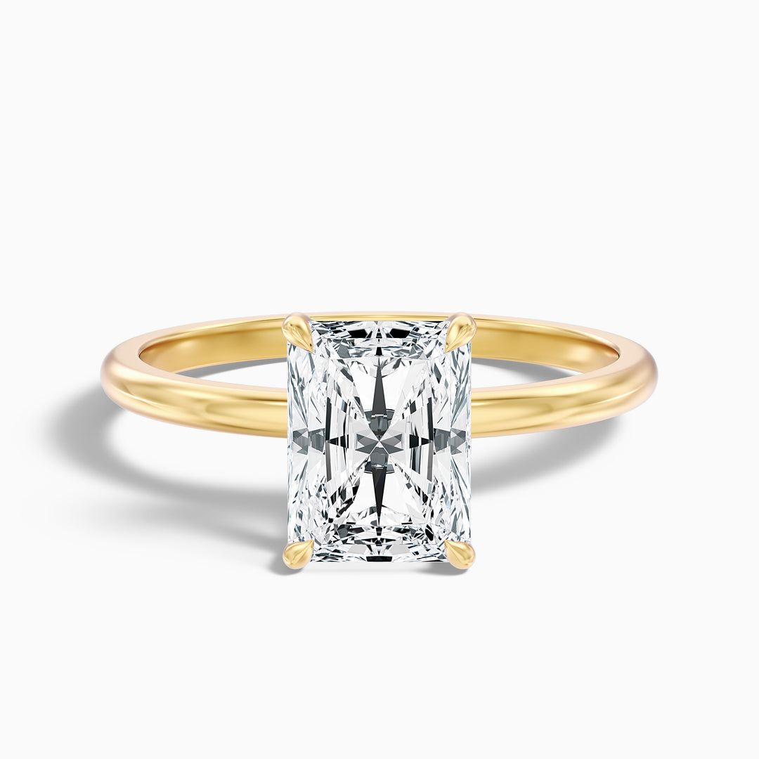 Cathy 5 Carat Radiant Cut Hidden Halo Moissanite Engagement Ring in 18k Rose Gold