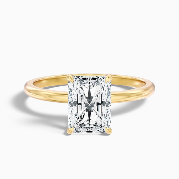 Cathy 5 Carat Radiant Cut Hidden Halo Moissanite Engagement Ring in 18k Rose Gold