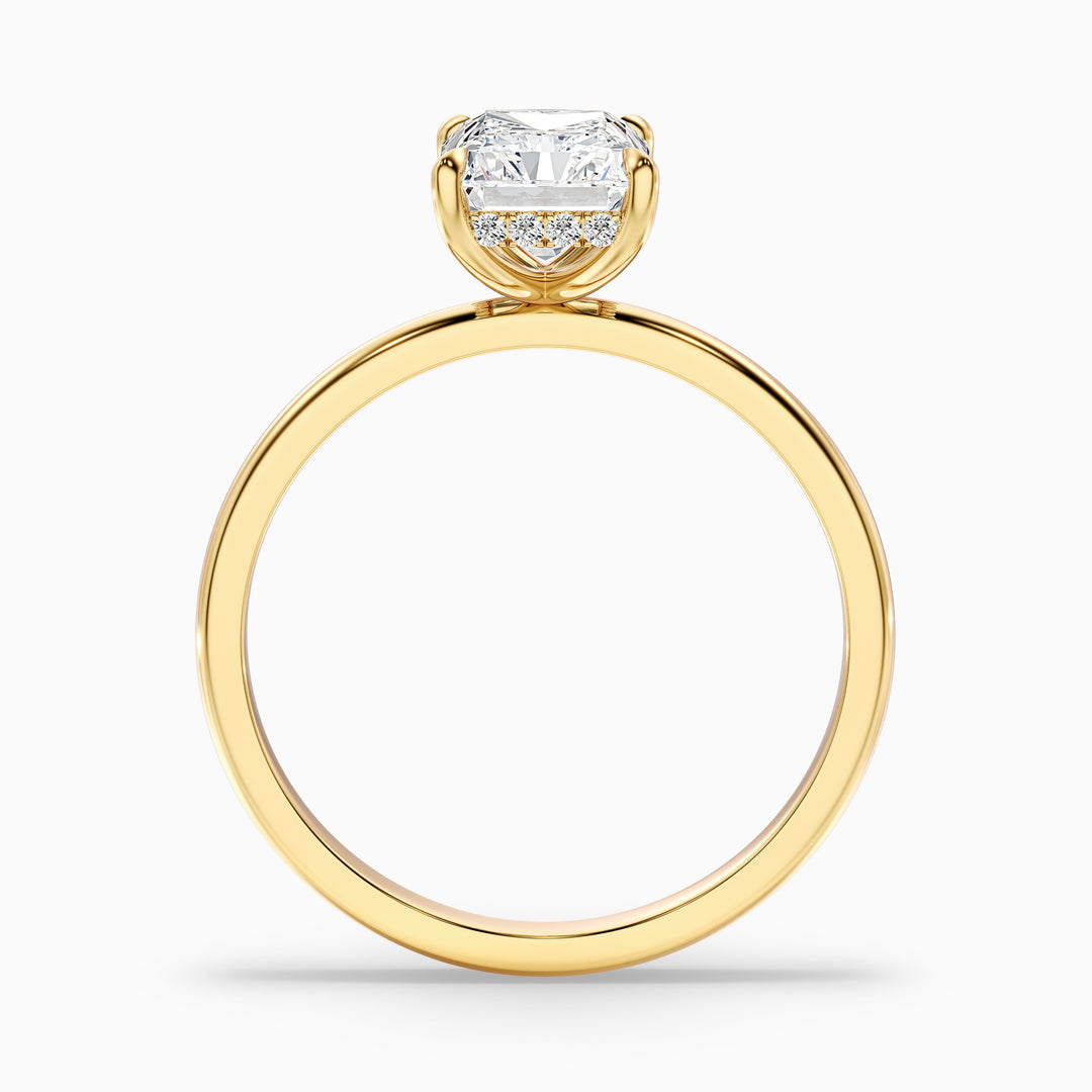 Cathy 5 Carat Radiant Cut Hidden Halo Moissanite Engagement Ring in 18k Rose Gold